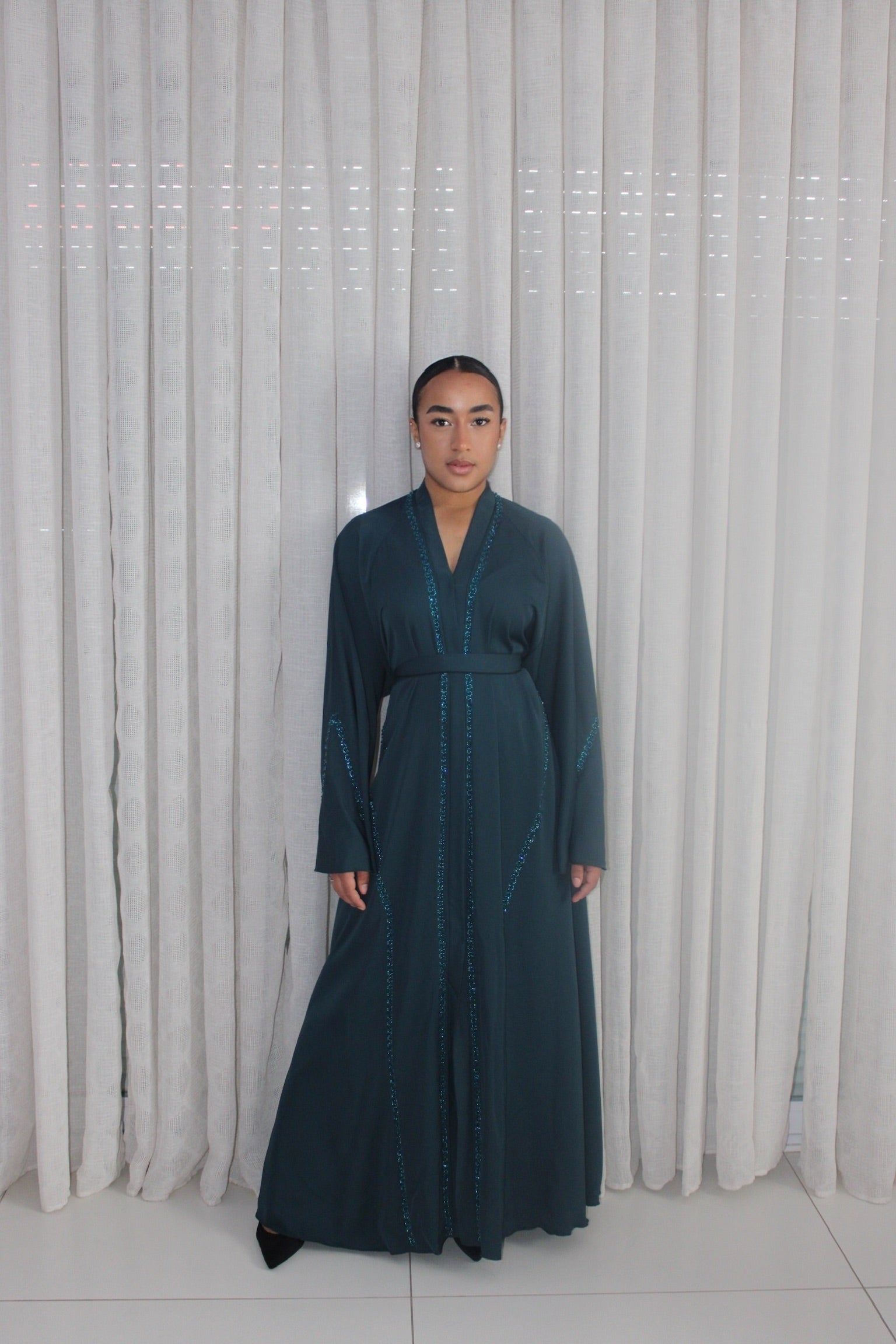 ABAYA INESS BLEU CANARD