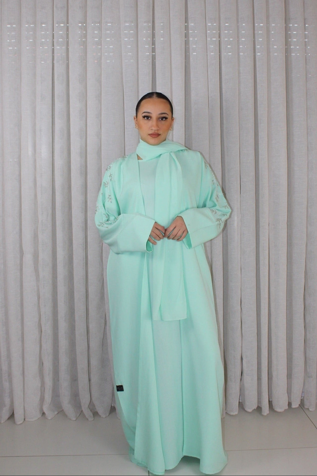 ABAYA SALMA VERT MENTHE