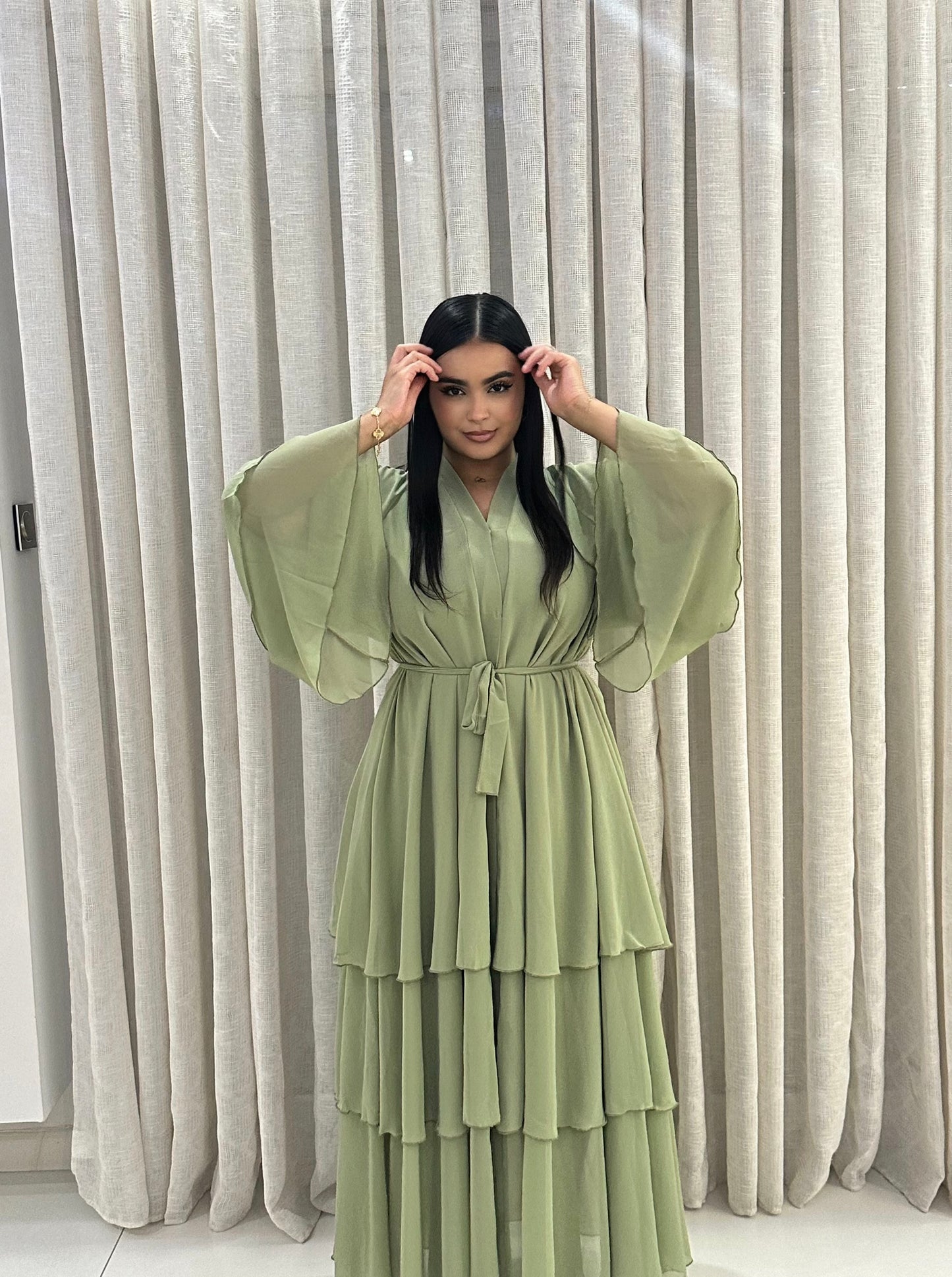 ABAYA HAFSA VERT D'EAU