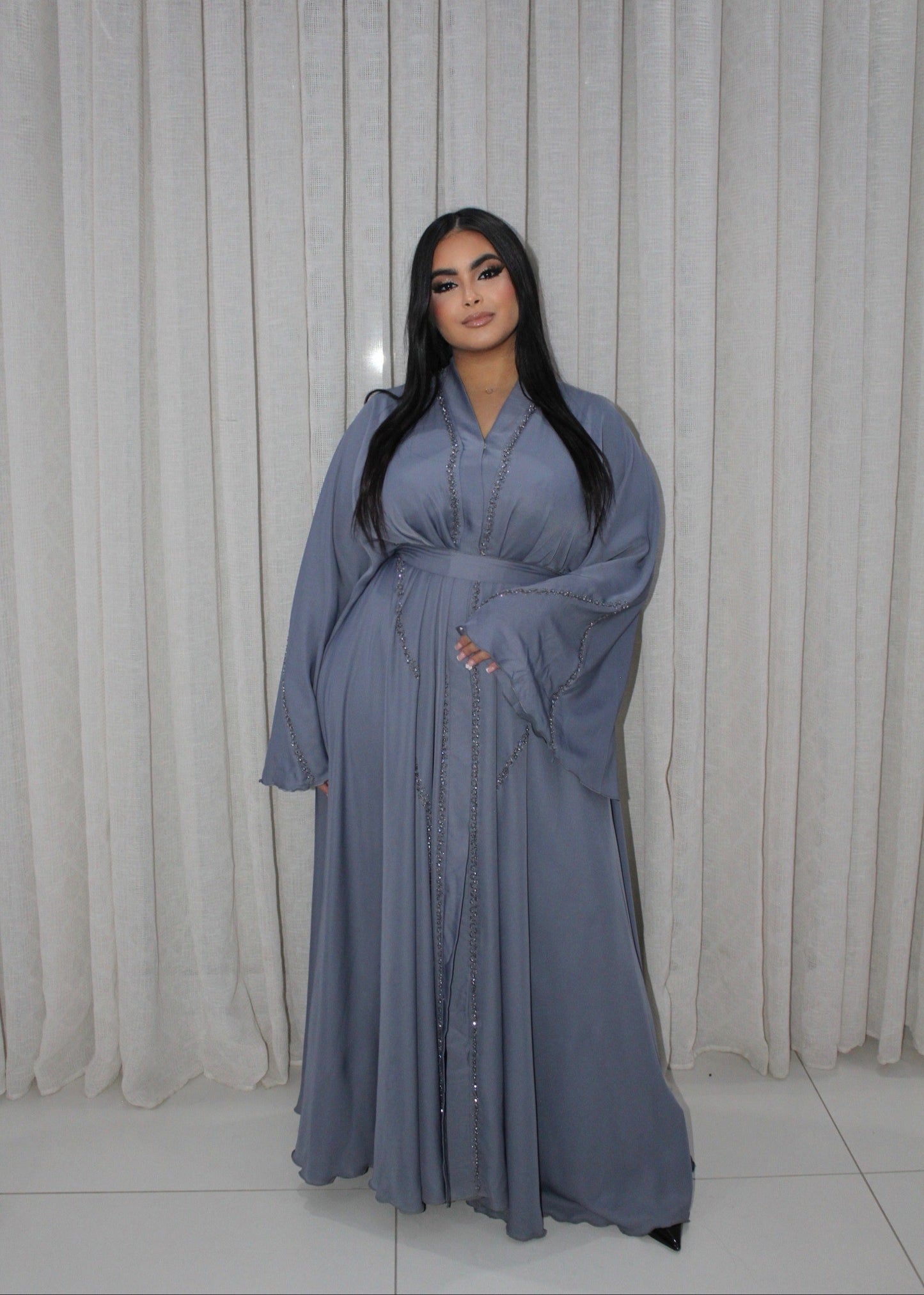 ABAYA INESS GRIS-BLEU
