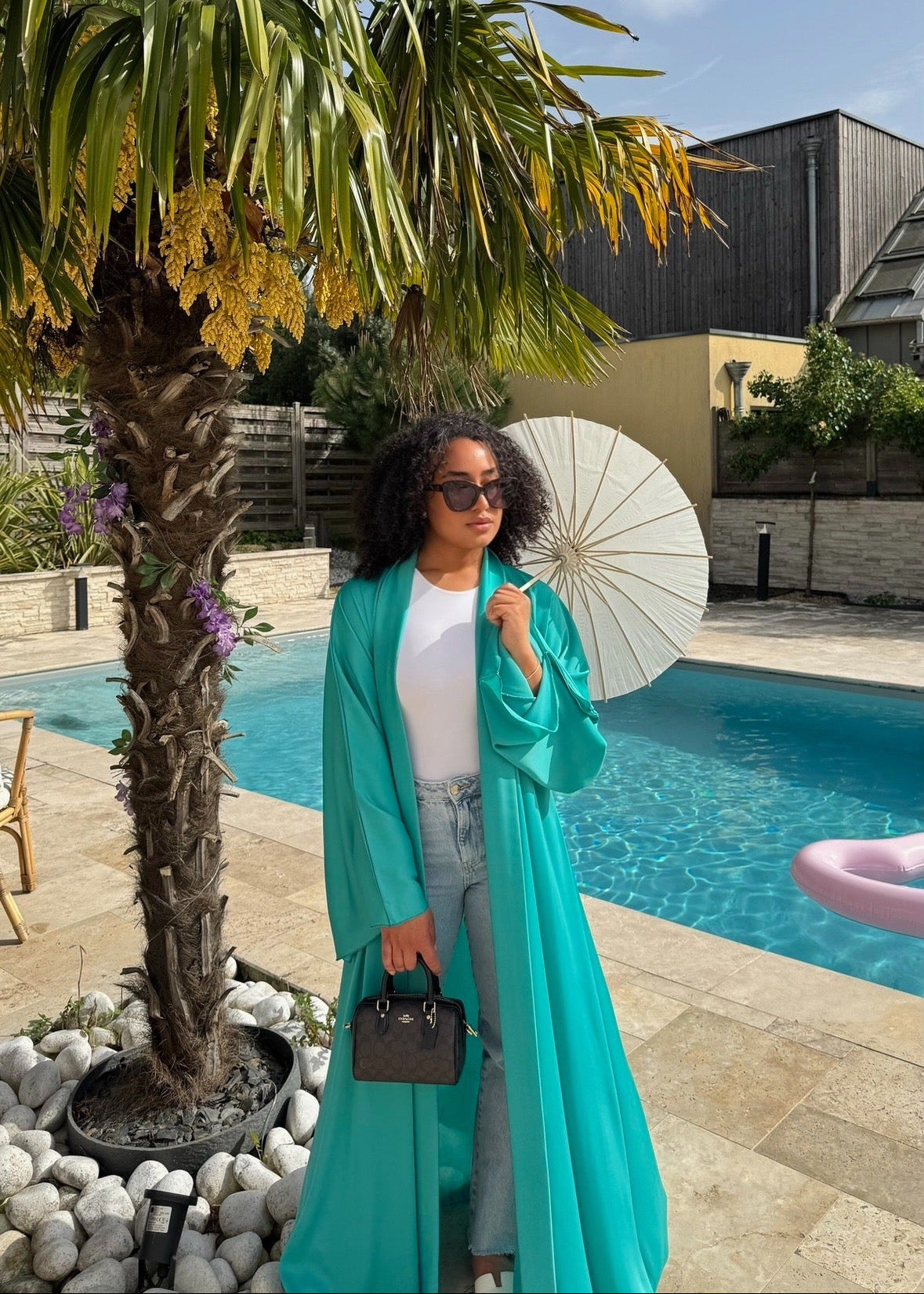 ABAYA MANAR VERT TURQUOISE