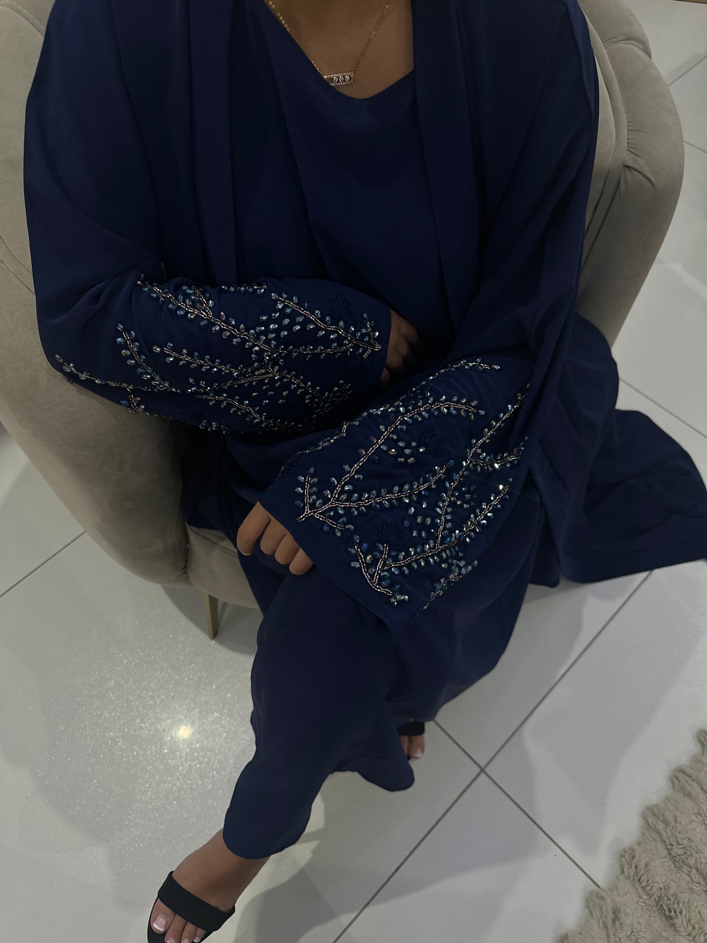 ABAYA LOUDJEYNE BLEUE