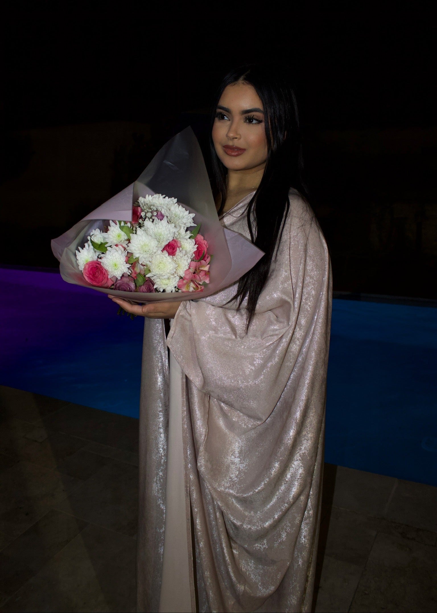 ABAYA MANEL ROSE