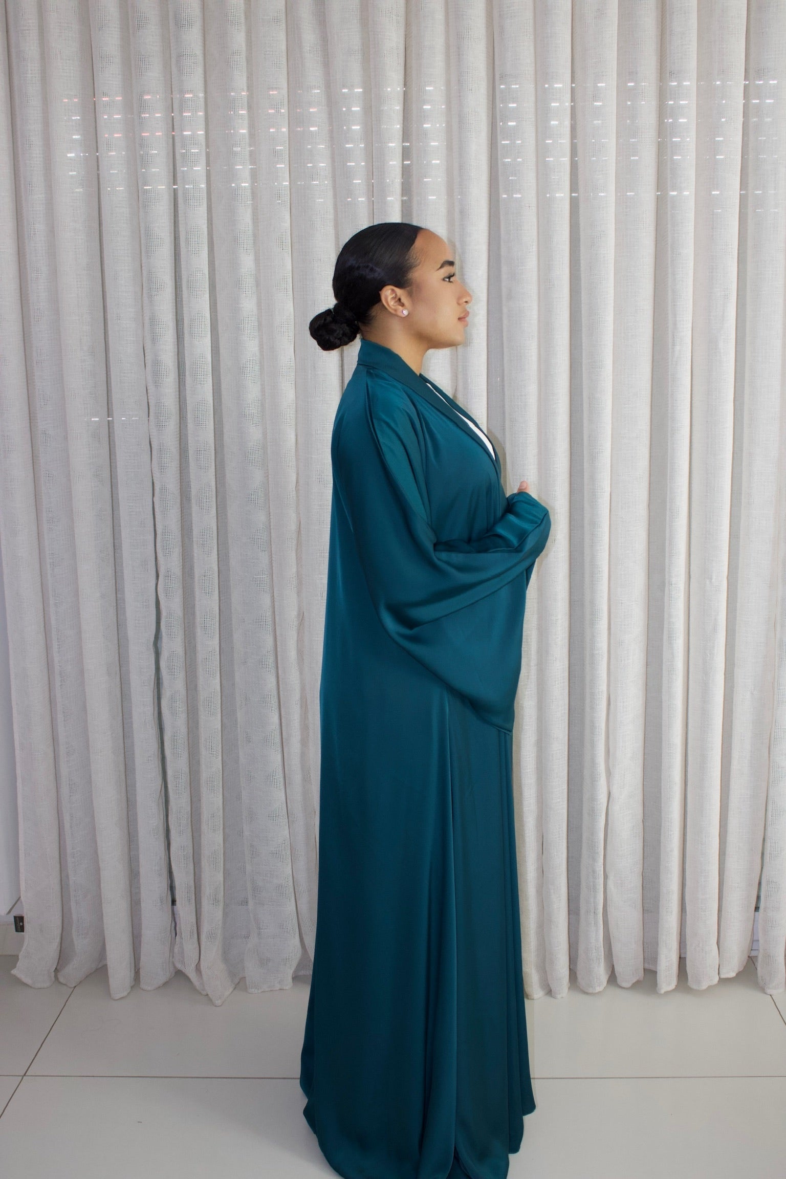 ABAYA MANAR BLEU CANARD