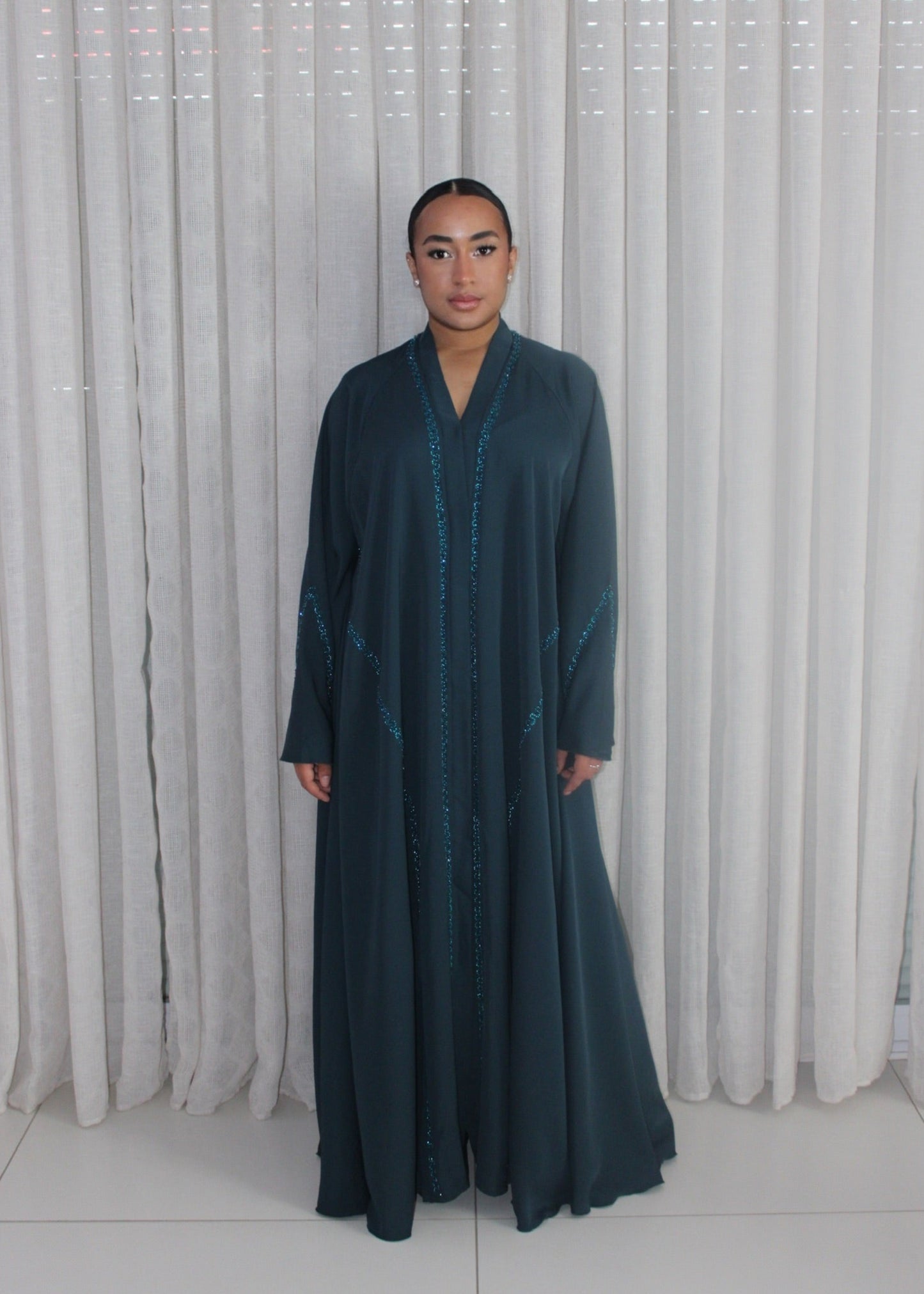 ABAYA INESS BLEU CANARD
