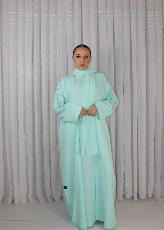 ABAYA SALMA VERT MENTHE