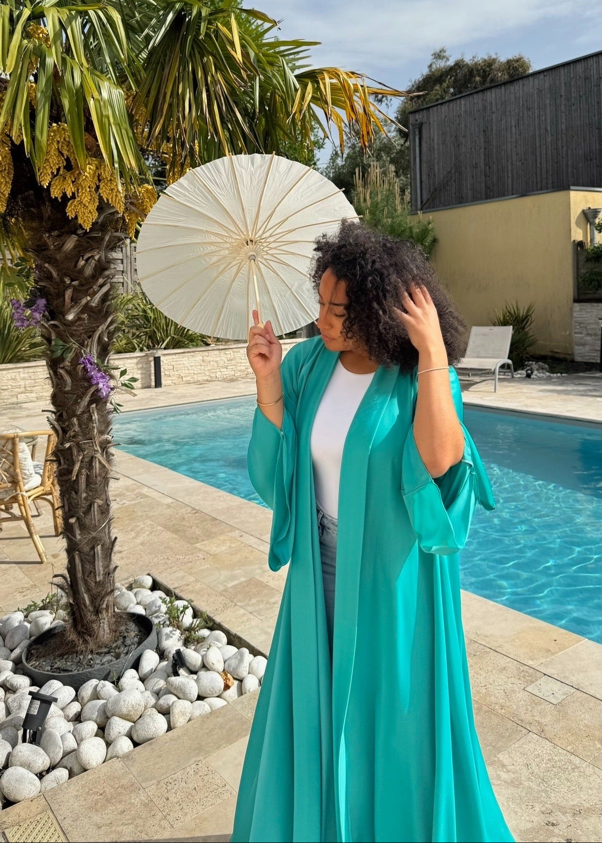 ABAYA MANAR VERT TURQUOISE