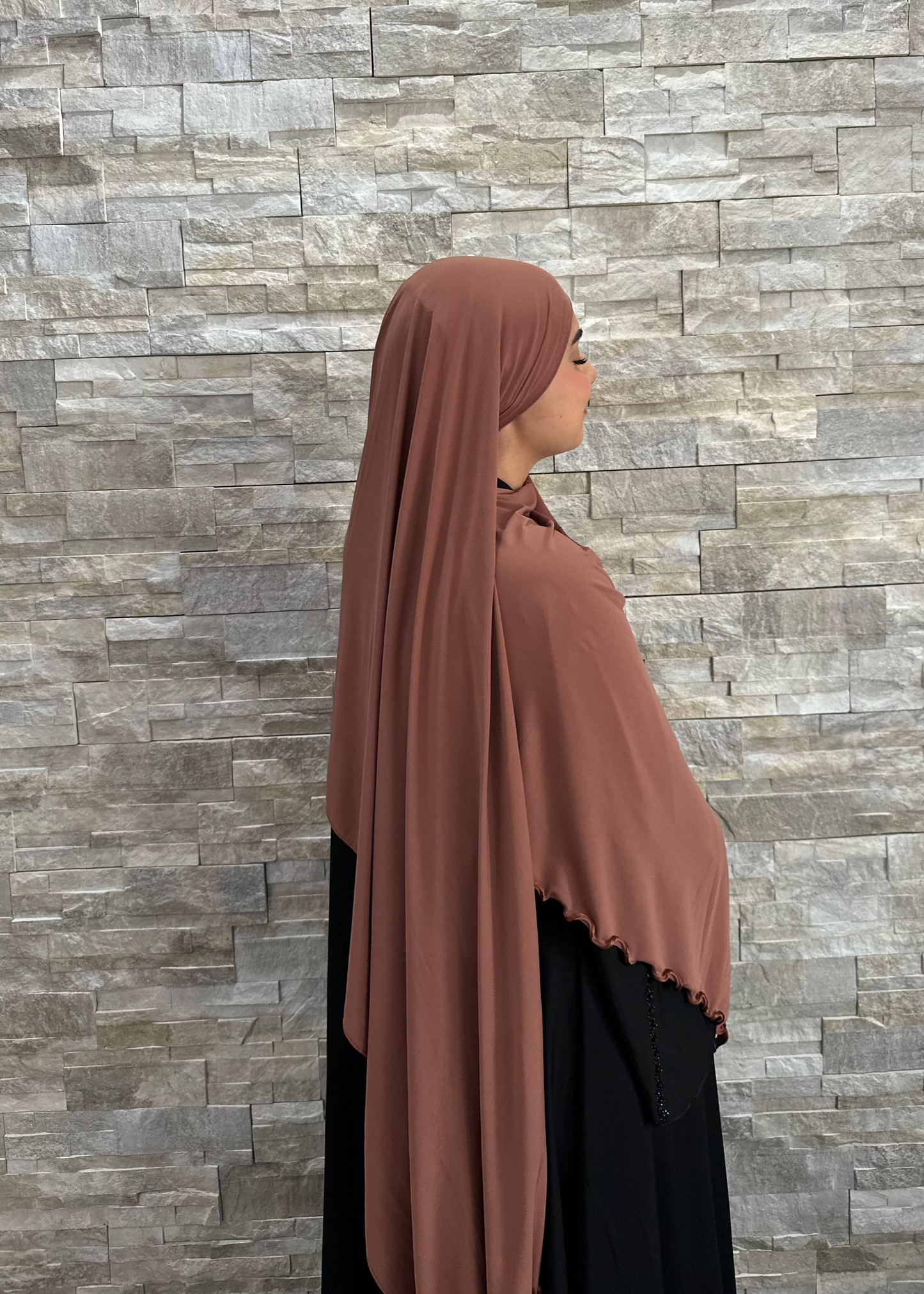 HIJAB JERSEY PREMIUM FRISÉ - MARRON AMBRE